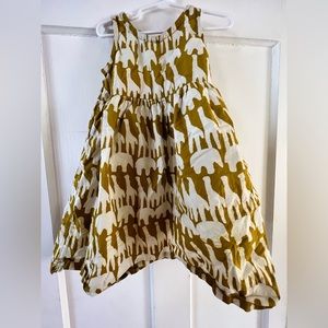 Global Mamas Elephant and Giraffe Print Dress Goldenrod